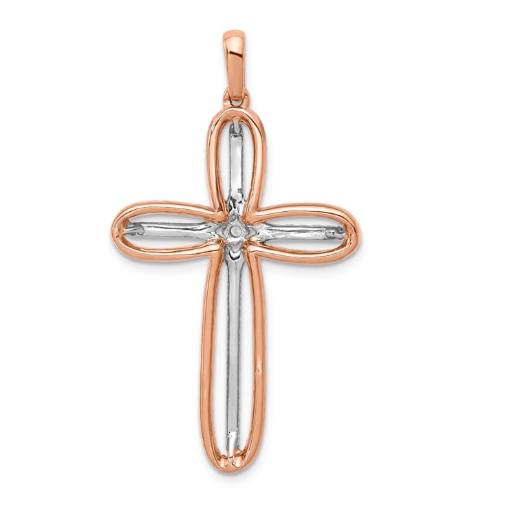 14K Two-tone Gold  Diamond Cross Pendant