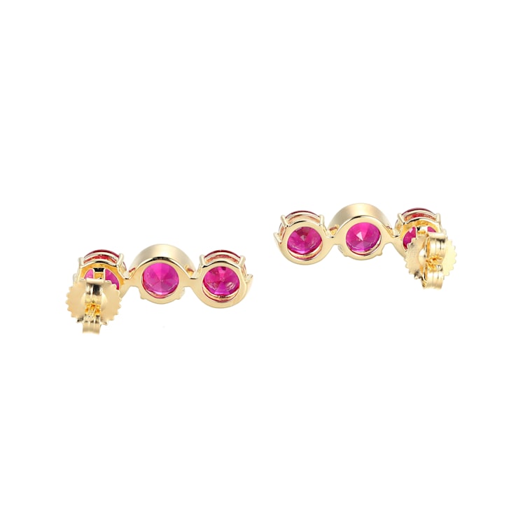Lab Created Ruby 18k Yellow Gold Over Silver July Birthstone Earrings 4.80ctw