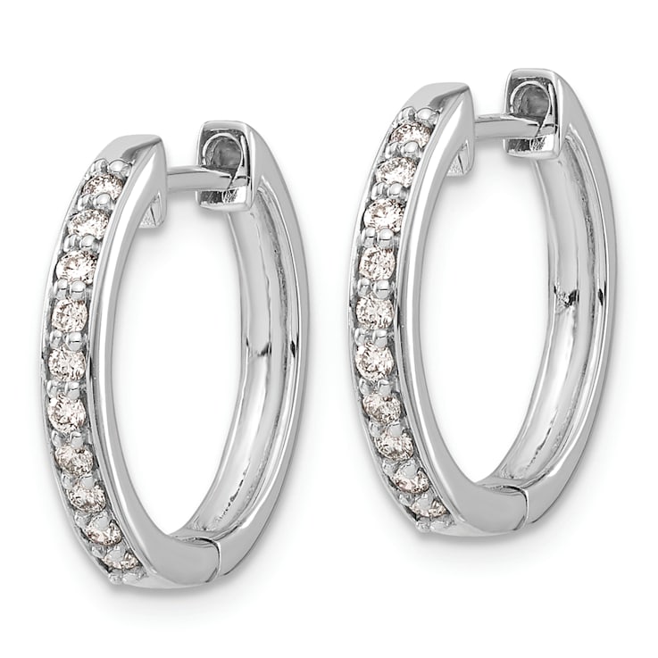Rhodium Over 14K White Gold Lab Grown Diamond SI1/SI2, G H I, Hinged
Hoop Earrings