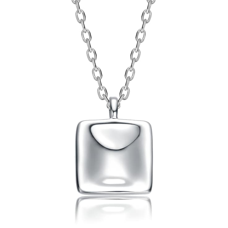 Square Pendant Necklace In Sterling Silver
