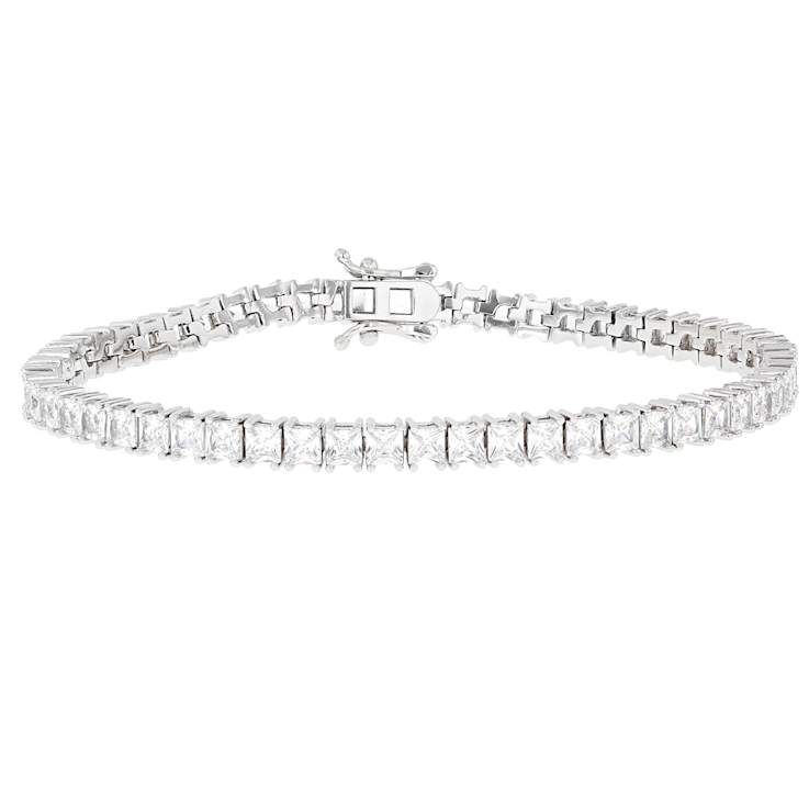 Princess Cut CZ Tennis Bracelet And Inside-Out Hoop Earring Set