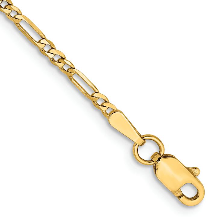 14k Yellow Gold 1.8mm Flat Figaro Link Bracelet