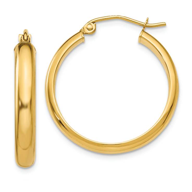 14k Yellow Gold 13/16" Round Tube Hoop Earrings