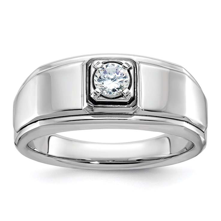 Rhodium Over 10K White Gold Men's Diamond Ring 0.34ctw