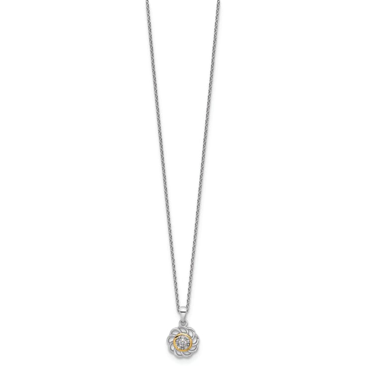 Rhodium Over Sterling Silver with 14K Accent and Diamond 18-inch Necklace