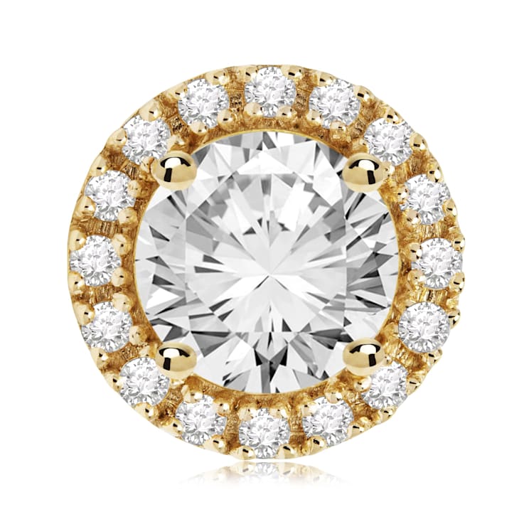 White Cubic Zirconia 14k Yellow Gold Earrings With Velvet Gift Box 1.20ctw