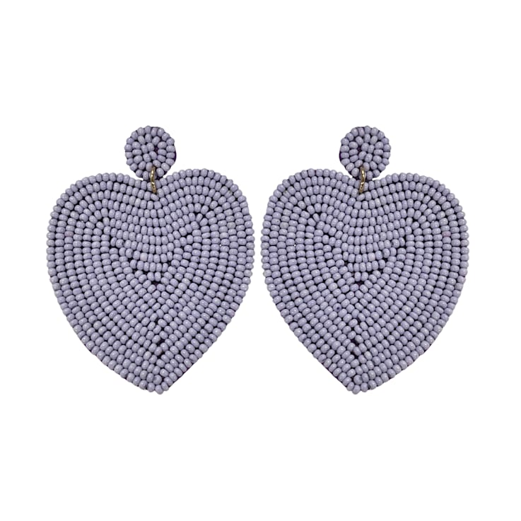 Off Park® Collection, Purple Seed Bead Heart Shape Earring