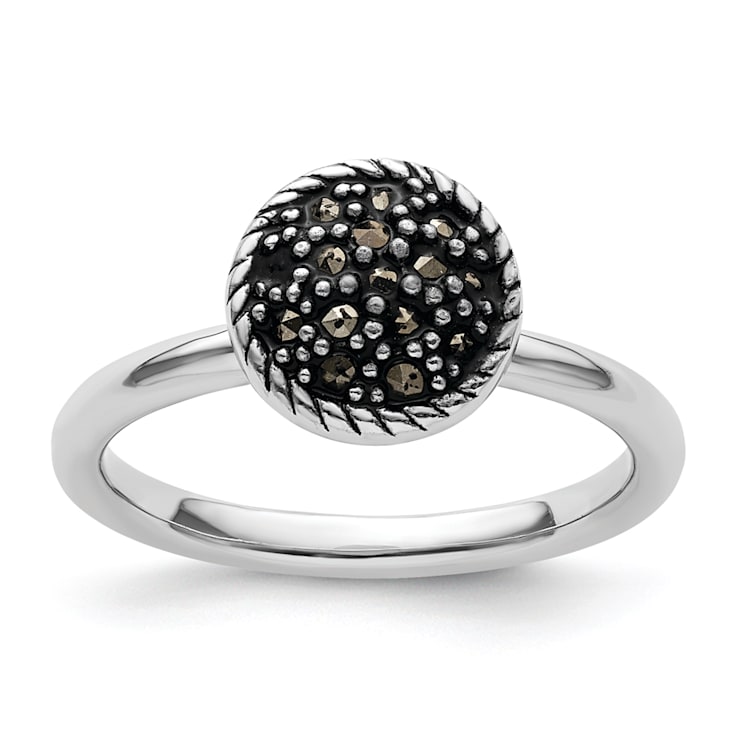 Rhodium Over Sterling Silver Stackable Expressions Marcasite Ring