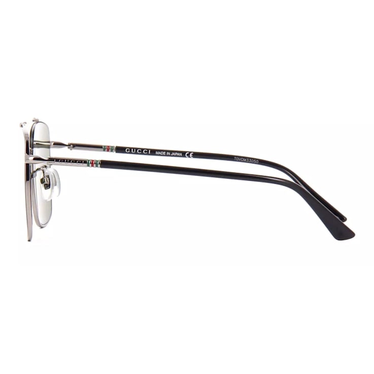 Gucci Ruthenium and Black Frame / Green Lens Square Sunglasses
