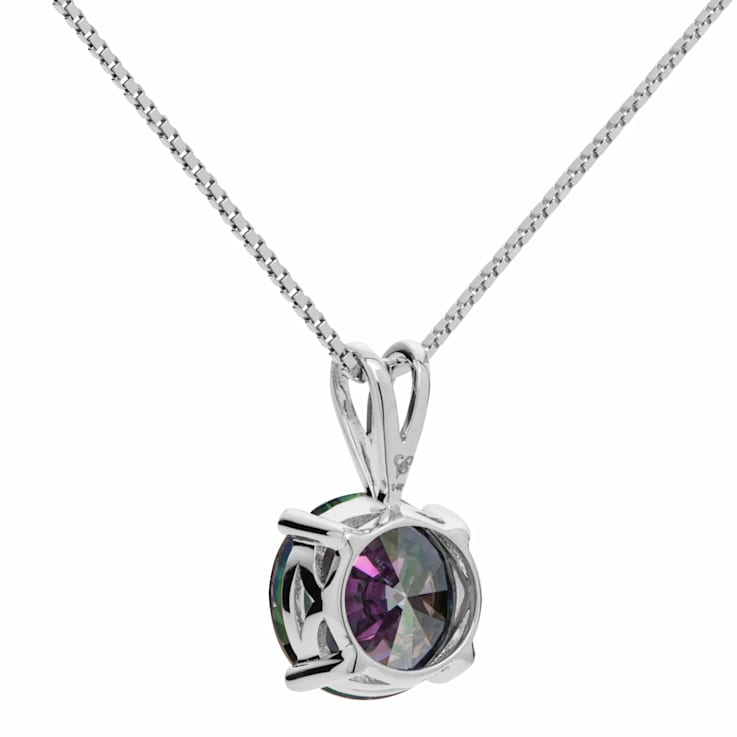 Multi-color Cubic Zirconia 14k White Gold Pendant With Chain 2.00ctw