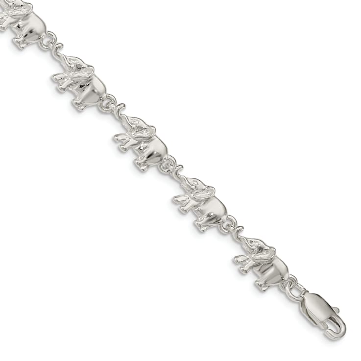 Sterling Silver Elephants Bracelet