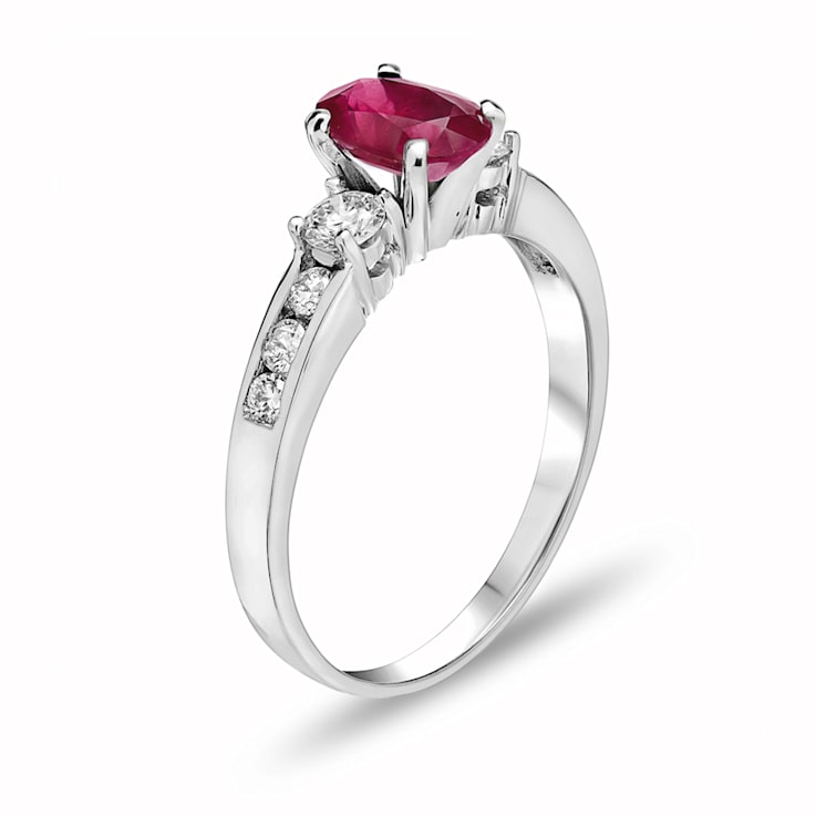 1.40ctw Ruby and Diamond Engagement Ring in 14k White Gold