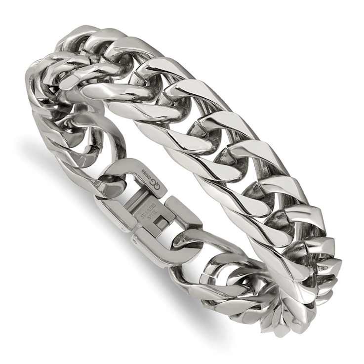 Stainless Steel 16mm Polished Heavy Curb Link Bracelet