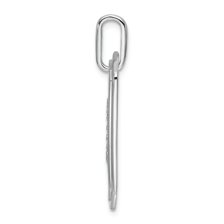 Rhodium Over 14k White GoldDiamond Initial C Dog Tag Charm