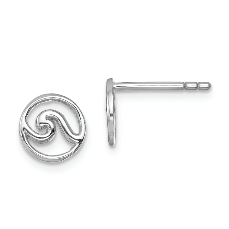 Rhodium Over Sterling Silver Polished Wave Post Earrings