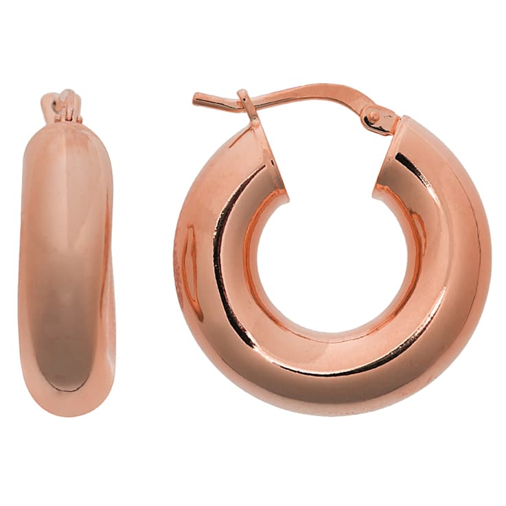 Tube Hoop Earrings In 18K Rose Gold Over Bronze