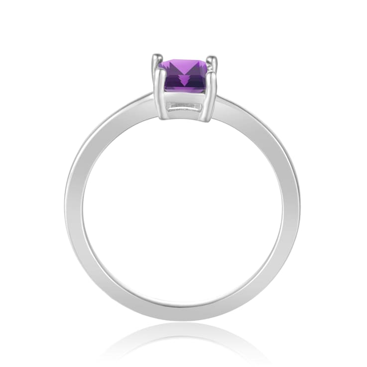 Rectangular Octagonal Amethyst Sterling Silver Solitaire Ring