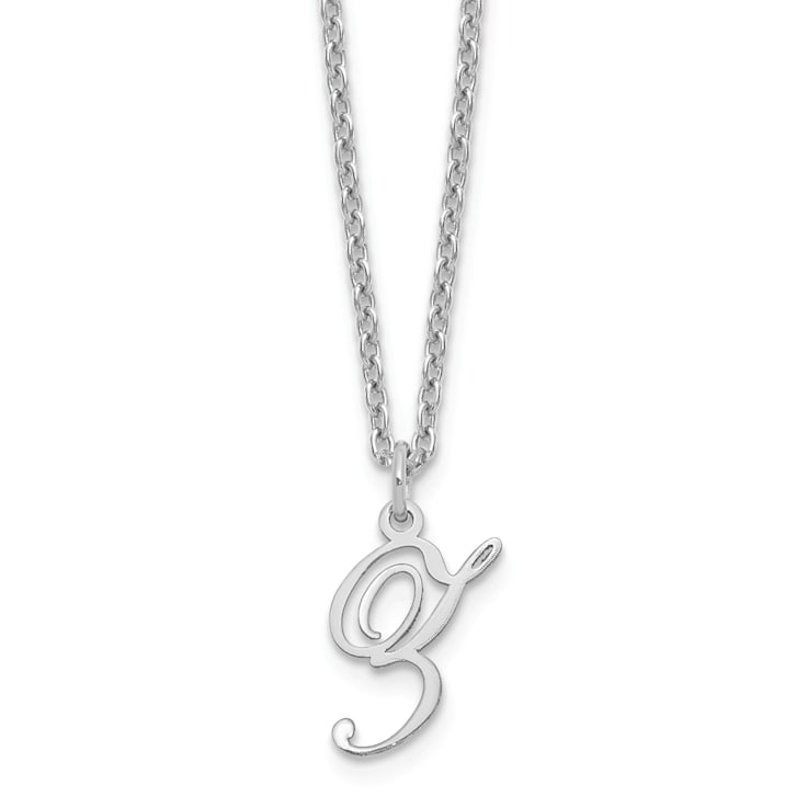 Rhodium Over Sterling Silver Letter Z  Initial Necklace