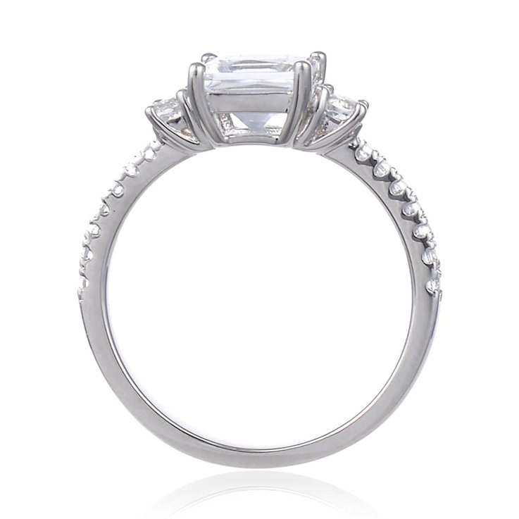 Square and Round White Topaz Sterling Silver Ring, 2.02ctw