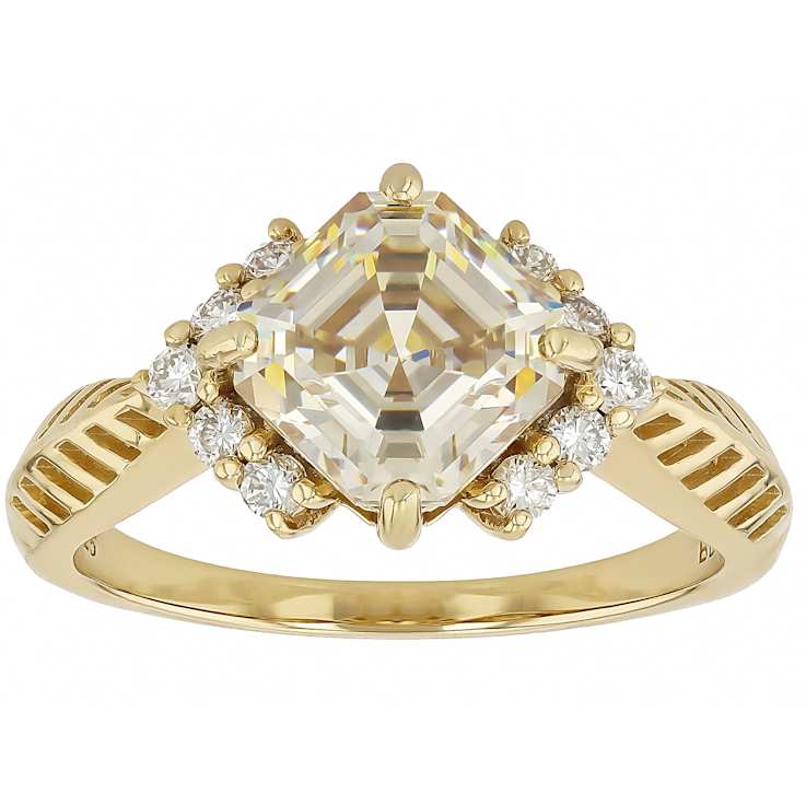 Diamond Simulant And Lab-Grown Diamond Ring In 18K Gold Over Sterling
Silver 3.55ctw