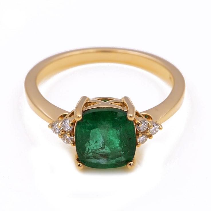 2.18 Ctw Emerald With 0.12 Ctw White Diamond Ring in 14K YG