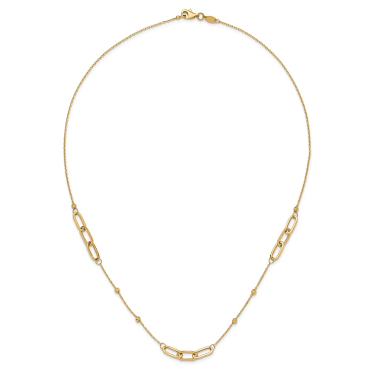 14K Yellow Gold Polished and Diamond-cut Fancy Necklace