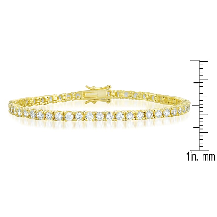 CZ Tennis Bracelet In 14K Gold Over Sterling Silver