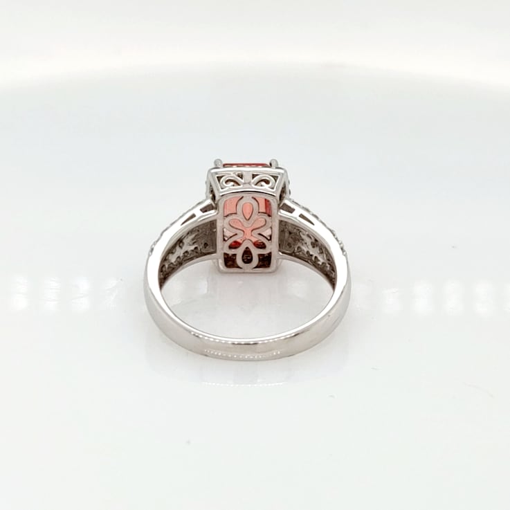 2.48 Ctw Rhodochrosite and 0.72 Ctw White Diamond Ring in 14K WG