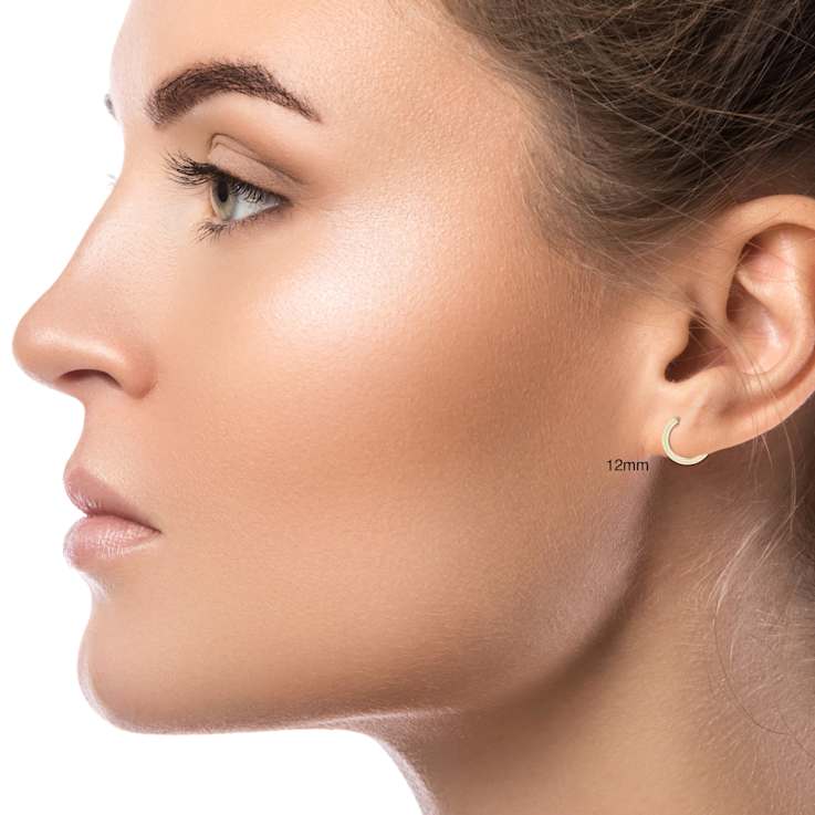 14k Gold Lightweight 2 mm Hoop Earrings - 12MM