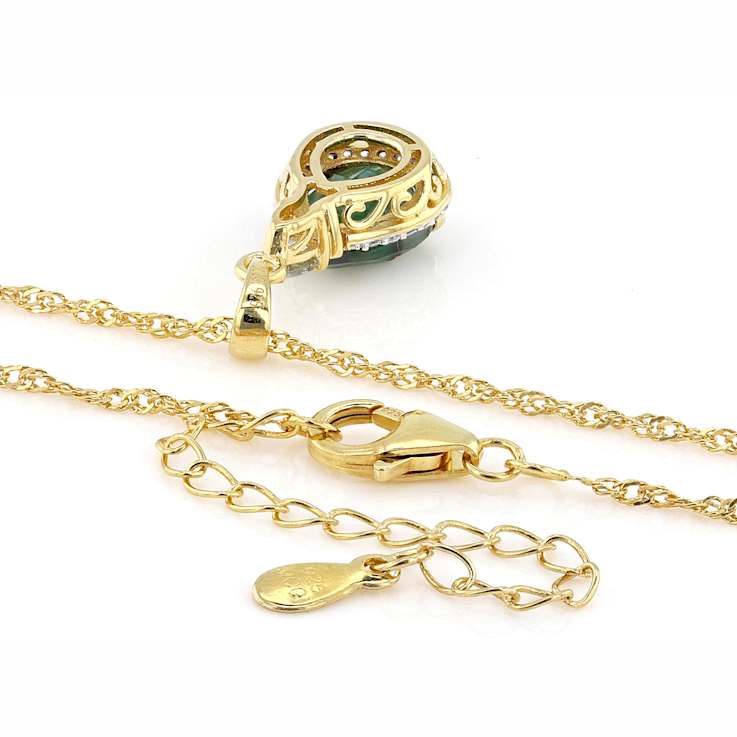 Blue Chalcedony, Aquamarine And White Zircon Pendant Necklace In 18K
Gold Over Sterling Silver 1.99ctw