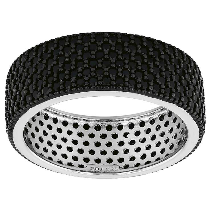Black Spinel Pave Band Ring In Sterling Silver 2.95ctw