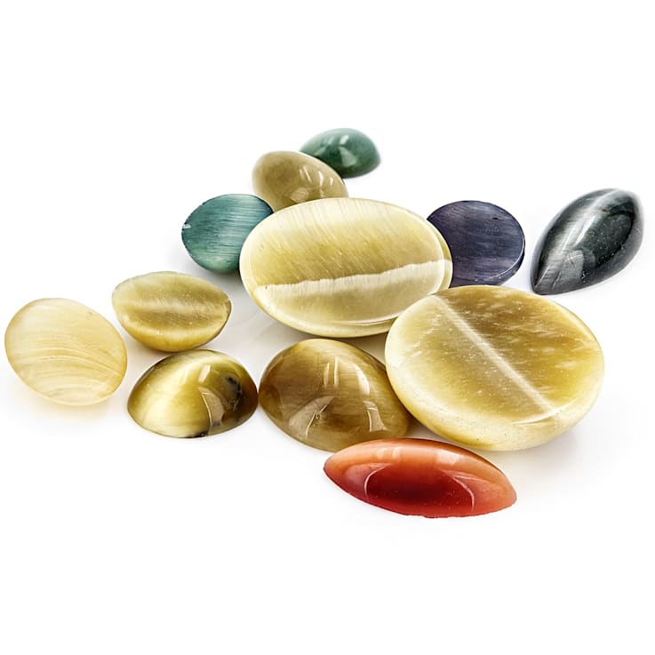 Cat's Eye Quartz Mixed Shape Cabochon Set of 12