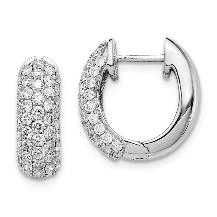 Rhodium Over 14K White Gold Lab Grown Diamond SI1/SI2, G H I, Hinged
Hoop Earrings