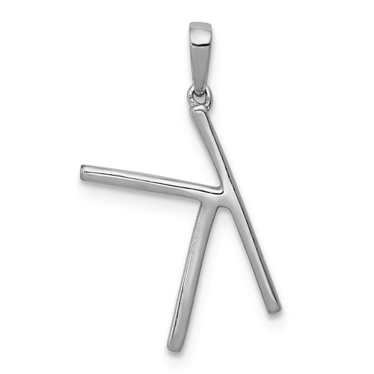 Rhodium Over 14K White Gold Diamond Letter K Initial Pendant