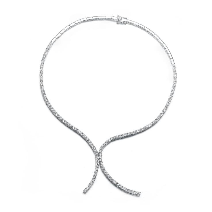 CZ Double-Row Tennis Necklace In Sterling Silver