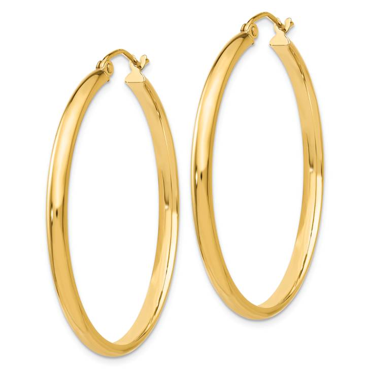 14k Yellow Gold 1 7/16" Polished Hoop Earrings