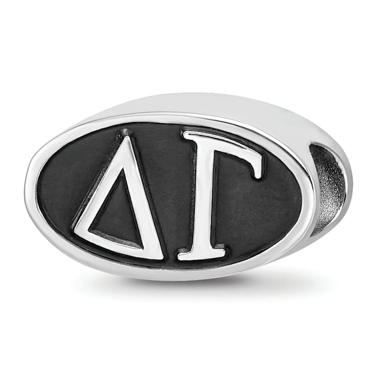 Sterling Silver LogoArt Delta Gama Oval Greek Letters Bead