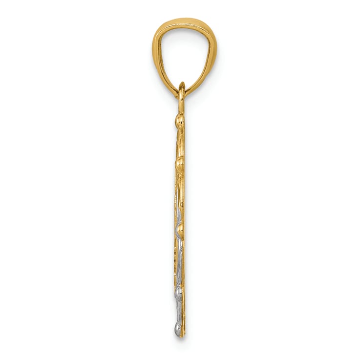 14K Yellow Gold with White Rhodium Baptism Pendant