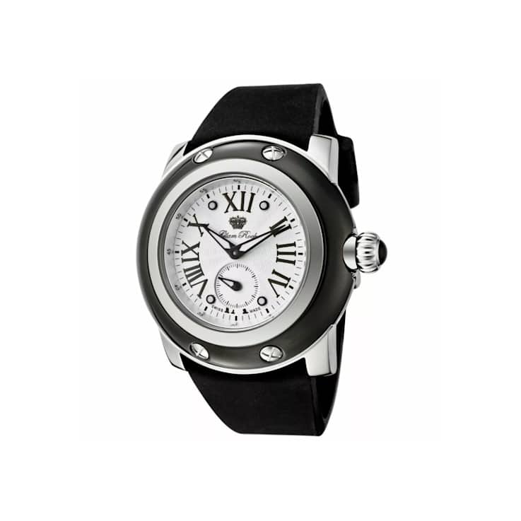 GlamRock Miami Black Unisex Silicone White Dial Stainless Steel Watch