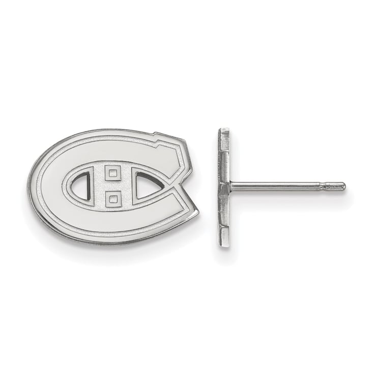 Rhodium Over Sterling Silver NHL Montreal Canadiens LogoArt Extra Small
Post Earrings