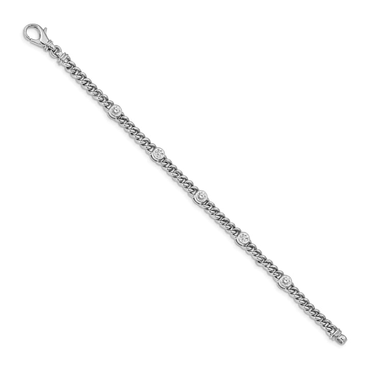 Rhodium Over 14k White Gold I1/G-H Diamond Fancy Bracelet 1ctw