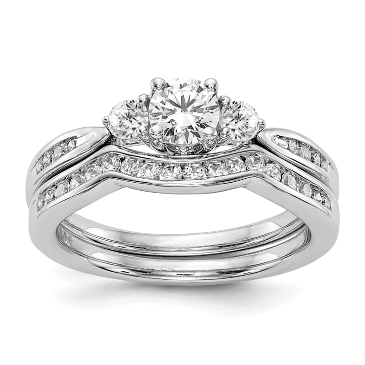 Rhodium Over 14K White Gold Lab Grown Diamond VS/SI GH, 3-Stone Complete
Engagement Ring 0.617ctw