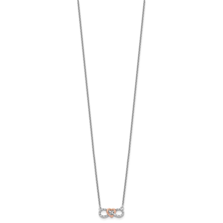 14K Two-Tone Lab Grown Diamond Heart Infinity Necklace