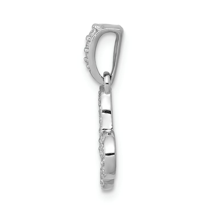 Rhodium Over 14K White Gold Diamond Capricorn Zodiac Pendant
