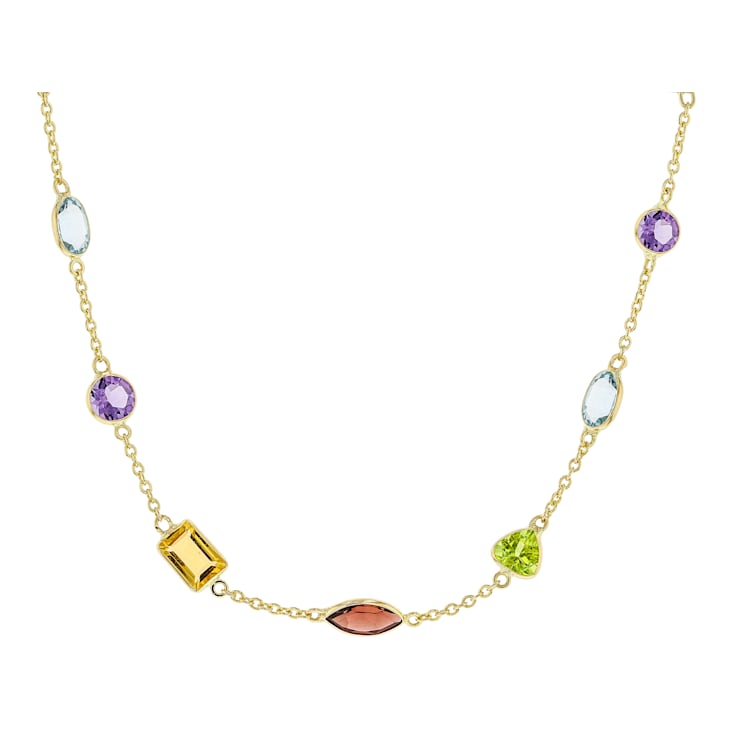 Multi-Gem 14k Yellow Gold 18" Necklace 11.05ctw