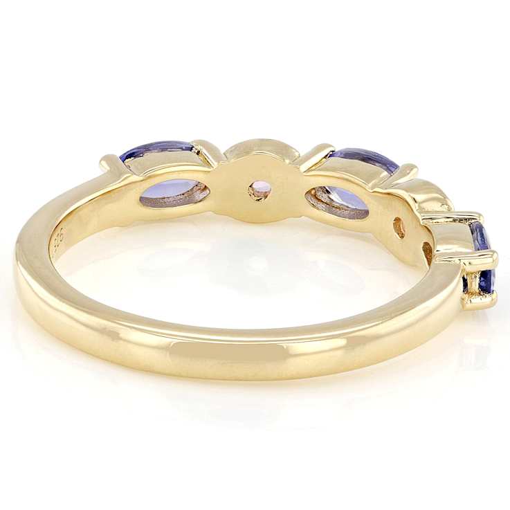 Blue Tanzanite And Lab Pink Sapphire Ring In 18K Gold Over Sterling
Silver 0.71ctw