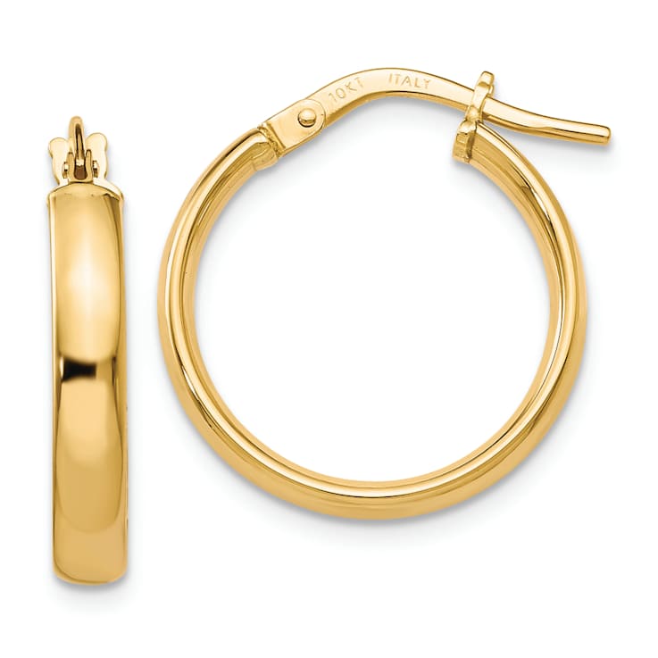 10k Yellow Gold 9/16 inch Polished Hoop Earrings