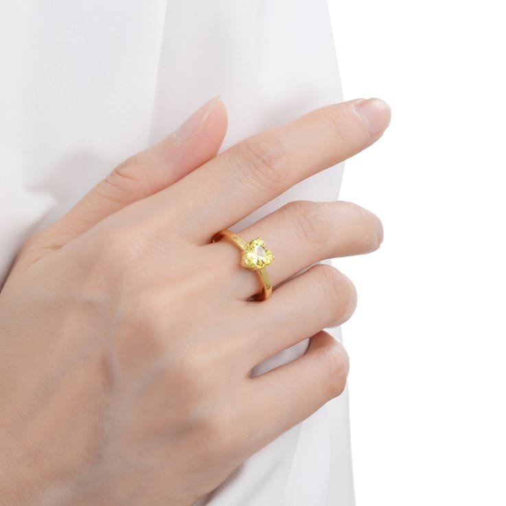Heart Shape Lab Created Yellow Sapphire 18K Yellow Gold Over Sterling
Silver Solitaire Ring