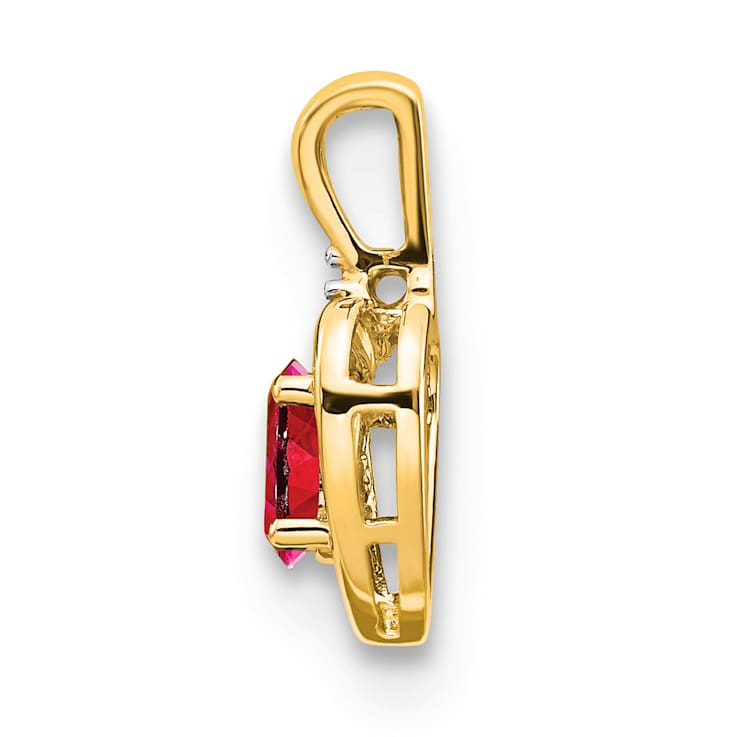 10k Yellow Gold and Rhodium Over 10k Yellow Gold 0.60 ctw Ruby
Birthstone and Diamond Pendant