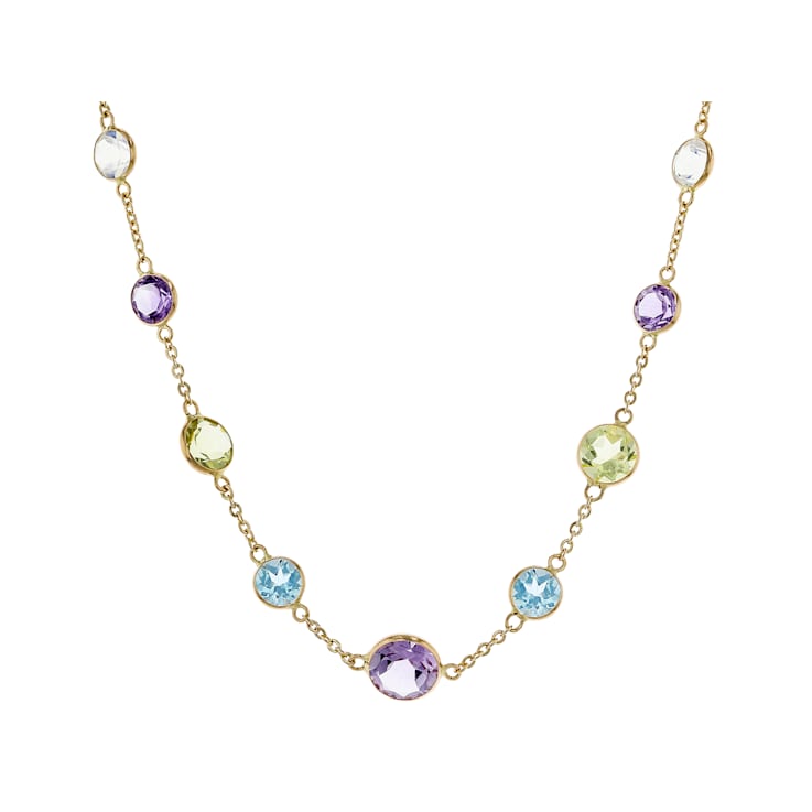 Multi-Gem 14k Rose Gold 18" Necklace 16.79ctw